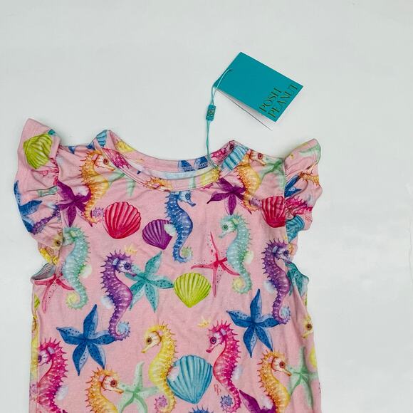 NWT PP 5T Coral Ruffled Capsleeve Tshirt Set - Picture 3 of 3